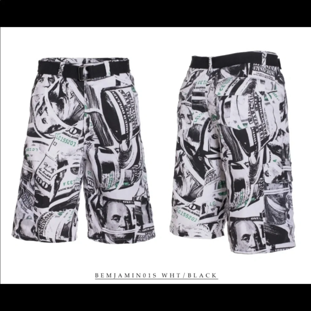 Men’s Money Dollar Bill Cargo Shorts - Picture 1 of 1